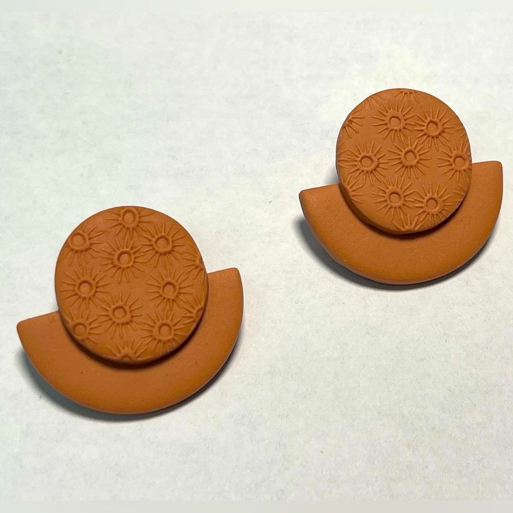 Polymer clay flower texture studs